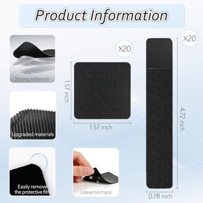 Cable Management Under Desk Detachable Cable Straps, Black, 20 Pack | Heavy Duty Hook and Loop Cable Ties, Removable, Leave No Trace, Hold Up to 15 Cables, Home Office Organizer Accessories - color: Black