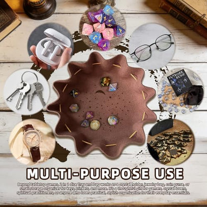 Leather Dice Tray with Moon Star Printed, 2-in-1 Collapsible Dice Rolling Tray & Drawstring Pouch, Portable Dice Bag for Tabletop Games, Rune Crystal Holder & Jewelry Storage - color: Pcd08y