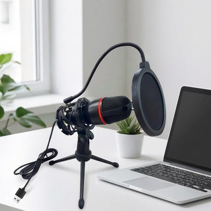 USB Gaming Microphone with RGB Lighting and Desktop Tripod, Plug and Play Mic for Computer Streaming Podcast Recording