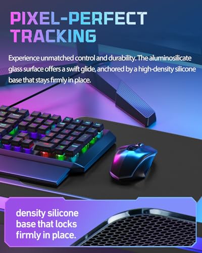 Large Glass Gaming Mouse Pad, 19.3 x 16.5 Inch FPS Tempered Glass | 3mm Tempered Glass Mouse Pad with Consistent Tracking, Sweat Resistant Surface, Smooth Speed & Control for FPS - color: Black, size: 19.29" x 16.53"
