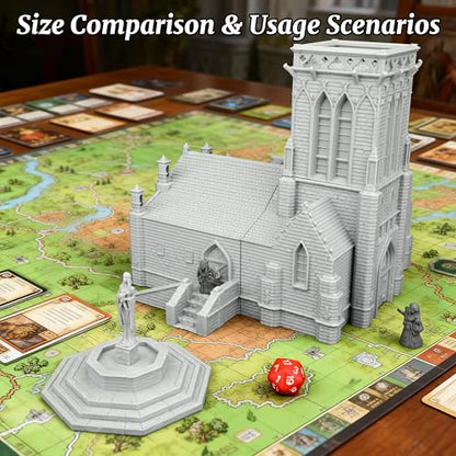 AUSPDICE DND Terrain Sacred Church Set – 7-Piece RPG Building Kit for Tabletop Roleplaying Games, Compatible with 28mm Figures Dungeons and Dragons Map and TTRPG Accessories-AF1089