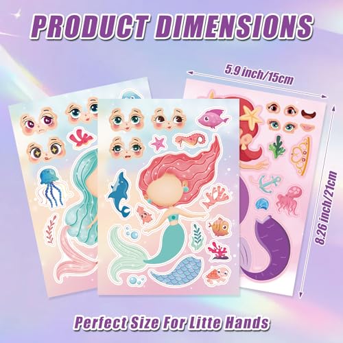 42 Sheets Create Mermaid of Dreams Stickers, Make Your Own Stickers for Boys and Girls, Travel Sticker Books, Party Favors, Birthday, Home, School and Activities Gifts for Kids Ages 3+ - style: Mermaid