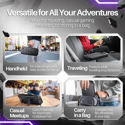 TNP Protective Case for Nintendo Switch 2 with Grip and Front Cover, Black | Hard Shell Cover with Carry Strap and Built-In Stand for Handheld Gaming and Travel