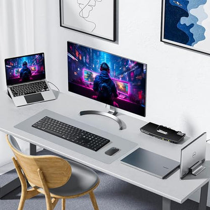 ALOANES Non-Slip Extended Mouse Pad Office&Home Desk Mat Stitched Edge | Light Gray Large Waterproof Mousepad for Keyboard, Computer Game 27.6"x11.8"x0.12" - color: Light Gray, size: 27.6L x 11.8W inches