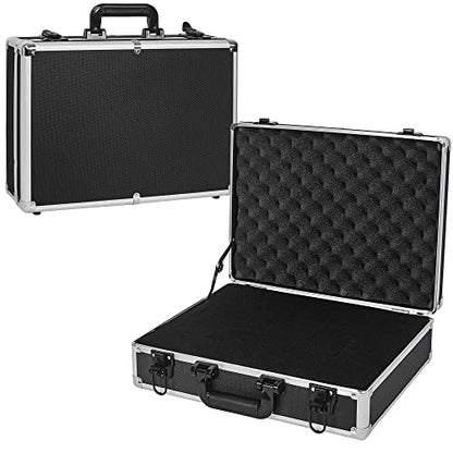 17 Inch Hard Shell Carrying Case Ideal for Wireless Mic System Storage & Camera Gear Transportation, Customizable Pre-Diced Foam, Aluminum Alloy Sturdy Build, Black - size: Inner：17''X 12.6''X 5''