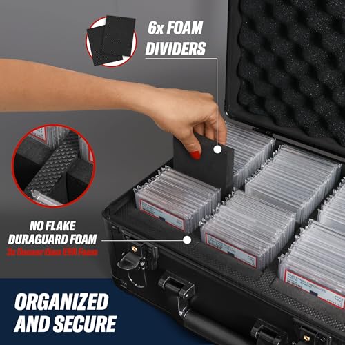 3 ROW Graded Card Storage Box, Holds 105+ PSA Slab Case for Sports Cards, Trading Card Case with Lock, BGS Card Carrying Case, Card Storage - size: 3 Row