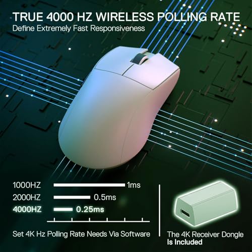 E-YOOSO Wireless Bluetooth Mouse, Rechargeable Mouse, 26000 DPI Gaming Mouse Wired, Superlight Ergonomic, Software Supported, Redefinable Macro Buttons Work Mouse for Laptop and PC/Mac - White - color: Tri-Mode White Mouse