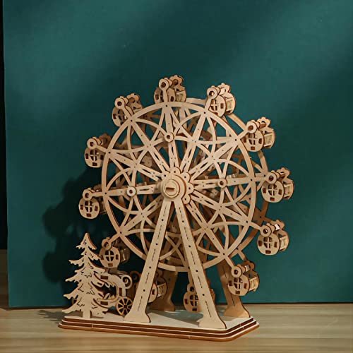 3D Wooden Puzzles Ferris Wheel Model Kits, Brainteaser and Puzzle for Christmas/Birthday,Gifts for Adults and Teens to Build Combination - style: Ferris Wheel
