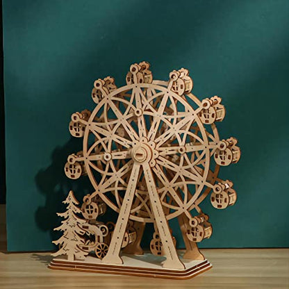 3D Wooden Puzzles Ferris Wheel Model Kits, Brainteaser and Puzzle for Christmas/Birthday,Gifts for Adults and Teens to Build Combination - style: Ferris Wheel
