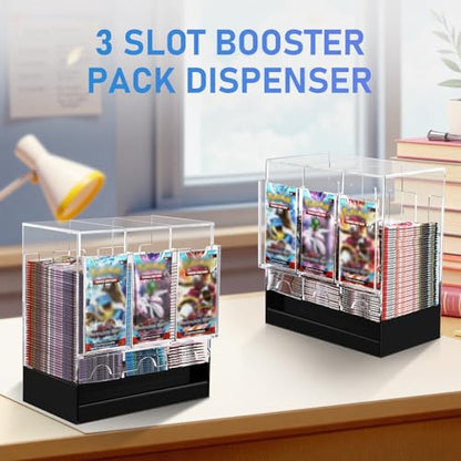 CHEPULA 3-Slot Booster Pack Dispenser, Card Dispenser Storage, Acrylic Booster Box for Trading Card/Sports Booster Packs (4mm Thick)