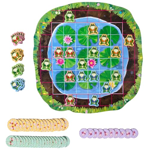 eeBoo Frog Hopkins Shaped Board Game - Award Winning Spatial Strategy & Frog Hopping Game, Screen-Free Fun for 2-4 Players, Kids Ages 4 and up - style: Frog Hopkins