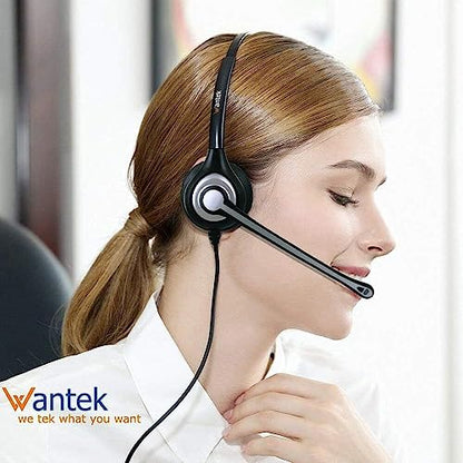 Wantek Cell Phone Headset with Microphone Noise Cancelling for Laptops, PC,3.5mm Jack,Volume Control,Wired Computer Headsets for Zoom Skype,for Office,Business, Call Center, Clear Chat