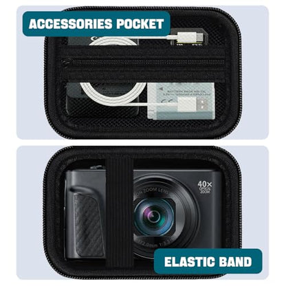 Camera Case for Canon PowerShot SX740/ SX730/ SX720/ SX620/ G7 X Mark II III Digital Camera, Camera Protective Box Hard Travel Storage Bag, Mesh Pocket fits Cable, Batteries, SD Card, Black | Protective Carry Bag, Shockproof Shell, Dust Resistant, Accesso
