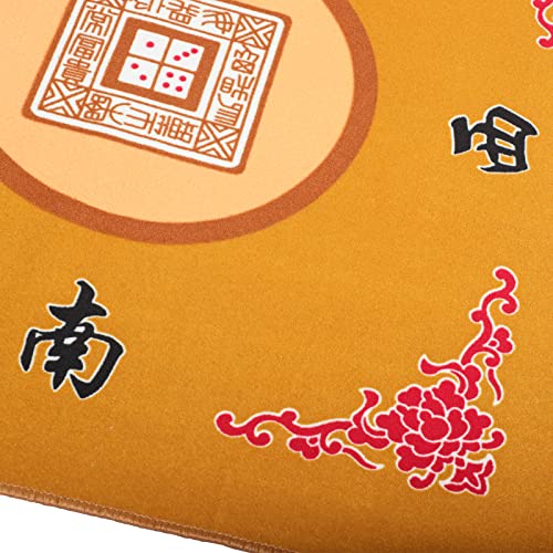 Mahjong Mat with 3 Dice, Mahjong Table Mat for Poker, Card Games, Board & Tile Games, Anti Slip and Noise Reduction Table Cover (Yellow, 31.5 inches) - color: Yellow