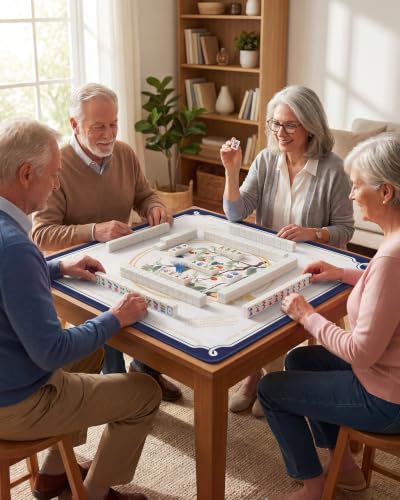 Mahjong Mat with Rules, 32.4×32.4 American Mahjong Mats for Table, Non-Slip Rubber Mah Jong Mat with Carry Bag & Mahjong Card 2026, Noise Reduction Game Mat for Board/Tiles Game, Dominoes, Travel - color: Beige