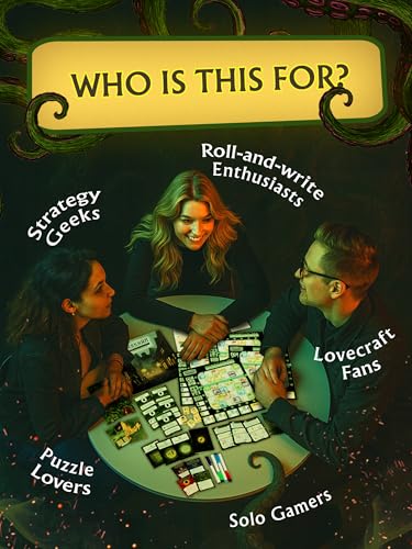 CrowD Games | Arkham Travel Guide | 1-4 Players | Ages 14 and up | Roll and Write | Tourism Game | Cozy Route Charting Puzzle | Creepy Lovecraft | Average Playtime 30 min