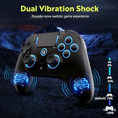 QRD N5 Wireless Controller for PS4 Pro Slim PS3 PS2 Steam Deck PC, Halleffect Gamepad Joystick with 3.5mm Audio Port+Speaker+Mic, Macro N1+N2, Turbo Speed Up, Spark N5 - color: PS4 Wireless Controller