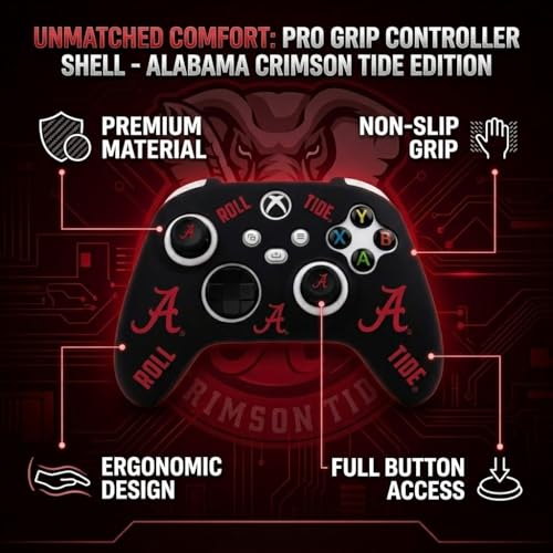 Silicone Gaming Cover Compatible with Xbox Controller - Officially Licensed University of Alabama Crimson Tide Night Design - color: Night-N2