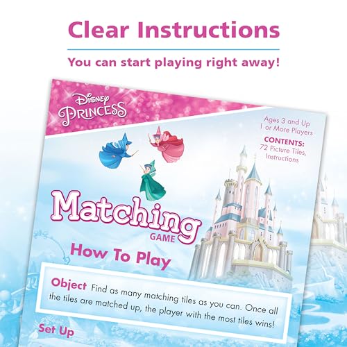 Wonder Forge Disney Princess Matching Game - Fun Memory Game for Kids Ages 3 and Up - Toddler Learning Toy Featuring Belle, Ariel, and Elsa and More Disney Princesses - Packaging May Vary - size: 1.5 inches x 8 inches x 10.5 inches, style: New Packaging