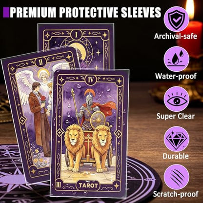 85 Pcs Tarot Card Sleeves 72 x 122mm, Clear Premium Protective Card Sleeves for Standard Tarot Decks (78 Cards + Extras)
