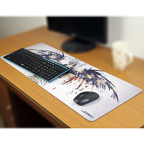 LIEBIRD® Extended XXXL Gaming Mouse Pad -31.5Lx11.8Wx0.12H- Portable with Extended XXL Size - Non-Slip Rubber Base - Special Treated Textured Weave with Precision Control (Eagle Flag) - color: Eagle Flag-XXL