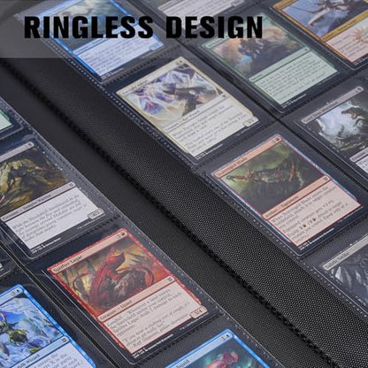 Card Binder 16 Pocket,Trading Card Binder Holds up to 1408 Cards with 44 Sleeves,Zipper Card Holder Album Compatible with TCG/Sports Cards-Black - color: Black