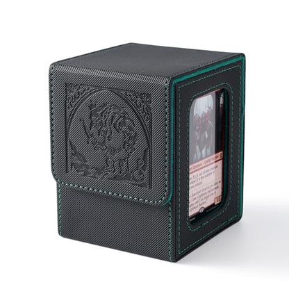 Goblin Themed MTG Deck Box with Commander Display (Black and Green) | Holds 120 Single/100 Double-Sleeved Cards, Fit MTG/PTCG/OPTCG Cards, Strong Magnet, PU Leather, With 2 Dividers & 1 Toploader - color: Goblin