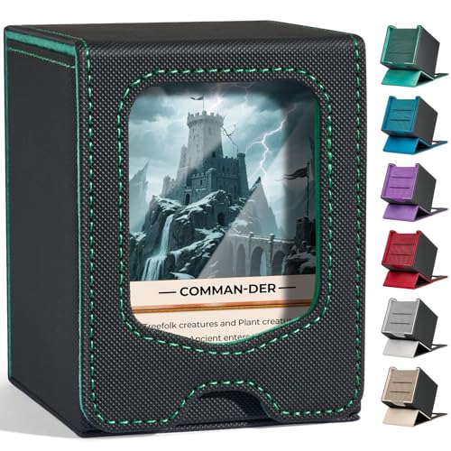 Fabmaker Deck Box Compatible with MTG Commander,Comman-der Deck Box Storage | Trading Card Storage Box with Comman-der, Fits 100 Double-Sleeved Cards, Card Box Compatible with Magic the Gathering, Green - color: Green, size: 1 pack