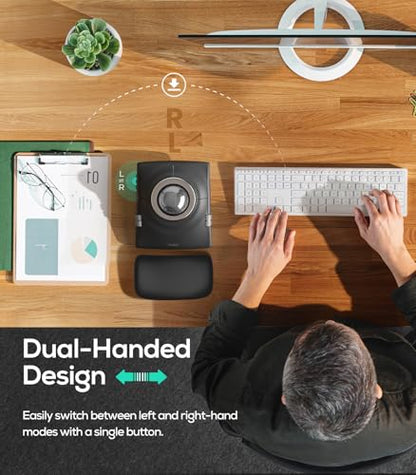 Nulea Wireless Trackball Mouse, Ergonomic 55mm Trackball, Adjustable DPI for Precise Control, Left or Right Hand Compatible, Rechargeable, Multi-Device Bluetooth & 2.4GHz (Silver) - color: F-Silver