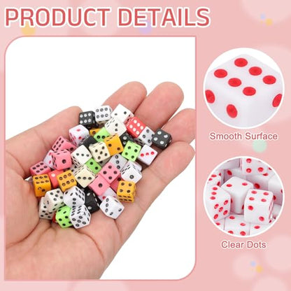 uxcell 300Pcs Mini Dice, 8mm/0.31" Acrylic Tiny Six Side Game Dot Square Dice Bulk for Table Board Game Party Activities, White/Red - color: White/Red, size: 8mm/0.31"