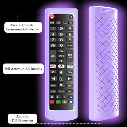 Case for LG TV Remotes, Cover for LG Smart TV Remote Control AKB75095307 AKB75375604 AKB74915305 Original, Replacement Silicone Skin Sleeve Glow in The Dark Purple - color: Lilac Purple