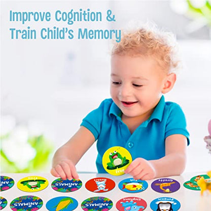 SpriteGru Memory Matching Game, 72 PCS Animal Matching Cards for Toddlers 36 Pairs Memory Cards for Preschool 4 5 6 Years Old - style: Animal Theme
