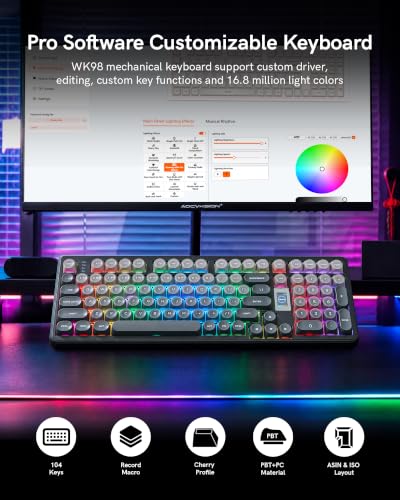 Keymatic Foundation Mechanical Keyboard,98% Pink Creamy Keyboard Gaming Keyboard,3 Mode with Multimedia Screen,RGB Backlit,Jelly MOA Profile keycaps for Win/Mac,Grey - color: Grey
