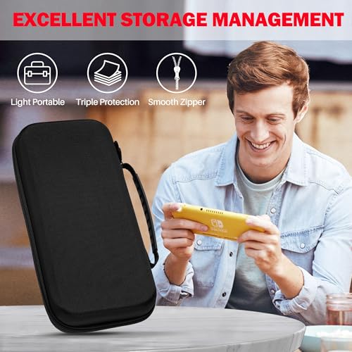 NTMYEVE Carrying Case for Nintendo Switch 2, Protective Hard Shell Portable Travel Carry Case Pouch holds 10 Cartridges with Pockets for Switch 2 Accessories and Games, Black