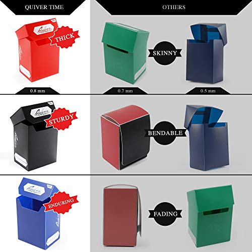 Quiver Time Deck Blocks 80+, Set of 5 MTG Deck Boxes with Dividers | Set of 5 deck boxes in white, black, blue, red and green, 80+ cards and 2 dividers per box, MTG and TCG - color: White, Black, Blue, Red & Green, size: 80+