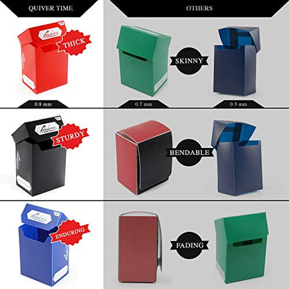 Quiver Time Deck Blocks 80+, Set of 5 MTG Deck Boxes with Dividers | Set of 5 deck boxes in white, black, blue, red and green, 80+ cards and 2 dividers per box, MTG and TCG - color: White, Black, Blue, Red & Green, size: 80+