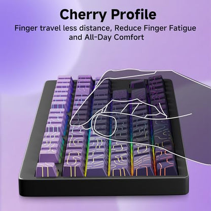 133 Aesthetic Shine Through PBT Keycaps, Purple Gradient, Long Lasting & No Fade, Modern Topographic Keycaps for Mechanical Keyboard - Ergonomic (Doubleshot, MX, Fit All Layout,Cherry) - color: Purple Gradient