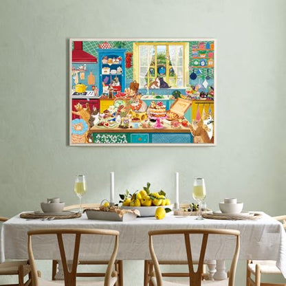 1000 piece Puzzle for Adults,Kitchen Jigsaw Puzzle 1000 Pieces for Adults,Challenging Family Games Holiday Party Gifts -1:1 Poster Interlock Perfectly Letter on Back-Cat Kitchen - color: Cat Kitchen
