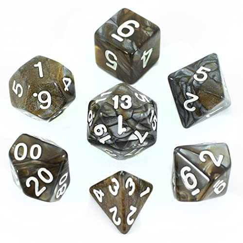 Paladin Roleplaying Bronze and Gray DND Dice - Full RPG Set - 'Gargoyle'