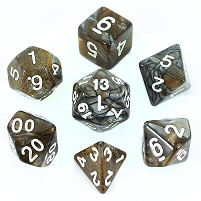 Paladin Roleplaying Bronze and Gray DND Dice - Full RPG Set - 'Gargoyle'