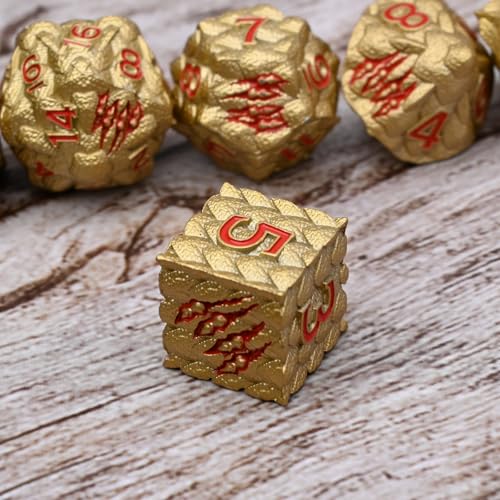 Dragon Scale Metal Dice Set-Dragon Claw,with Gift Metal Box for TTRPG Tabletop Gaming,Dungeon Masters,RPG Adventures(Brown) - color: Brown