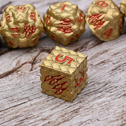 Dragon Scale Metal Dice Set-Dragon Claw,with Gift Metal Box for TTRPG Tabletop Gaming,Dungeon Masters,RPG Adventures(Brown) - color: Brown