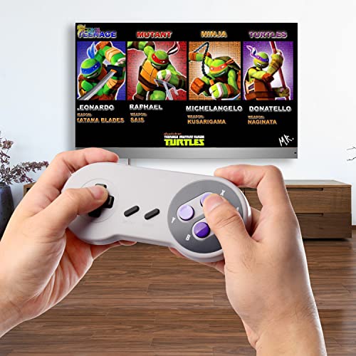 SAFFUN 2 Pack 2.4 GHz Wireless USB Controller Compatible with SNES Games, Retro SNES PC Controller for Windows PC iOS MAC Linux Raspberry Pi Retropie OpenEmu Emulator (Plug & Play) (Rechargeable) - color: Purple/Grey