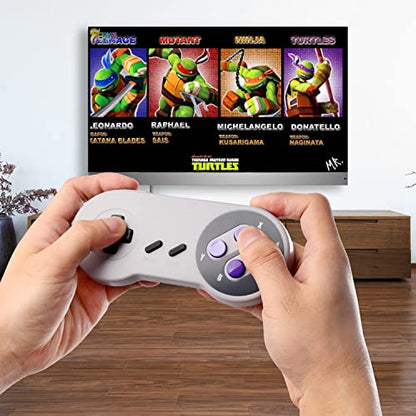 SAFFUN 2 Pack 2.4 GHz Wireless USB Controller Compatible with SNES Games, Retro SNES PC Controller for Windows PC iOS MAC Linux Raspberry Pi Retropie OpenEmu Emulator (Plug & Play) (Rechargeable) - color: Purple/Grey