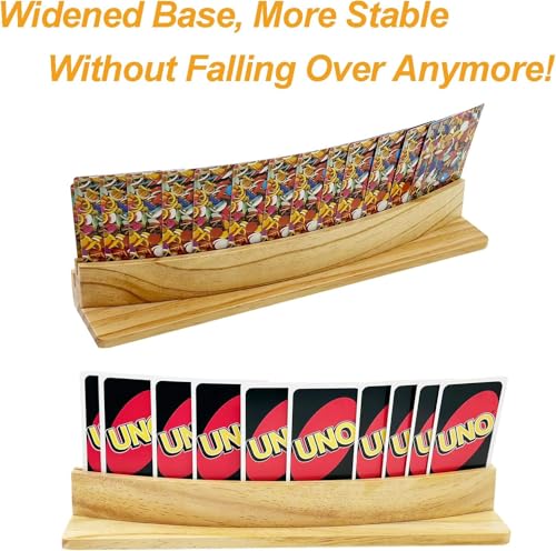 Card Holders for Playing Cards Set of 4 13inch Soild Wood Cards Holders for Kids Seniors Adults 4 Pack, Playing Card Trays/Racks for 5 Crowns Bridge Canasta Strategy Foot and Hand - size: set of 4