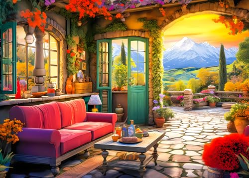 1000 Piece Puzzle for Adults - Garden House Puzzles for Adults 1000 Pieces, Letters on Back, Iceberg Cottage Jigsaw Puzzle, Challenging Puzzles for Teens Seniors - 27.6 x 19.7 inches - color: Garden House