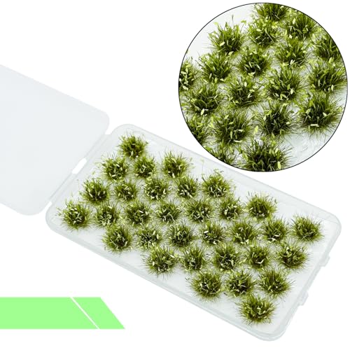 Cayway Miniature Grass Cluster, Static Tuft Model Vegetation Groups for DIY Train Landscape Railroad Scenery, Flower (Green and Red) - color: Green and Red