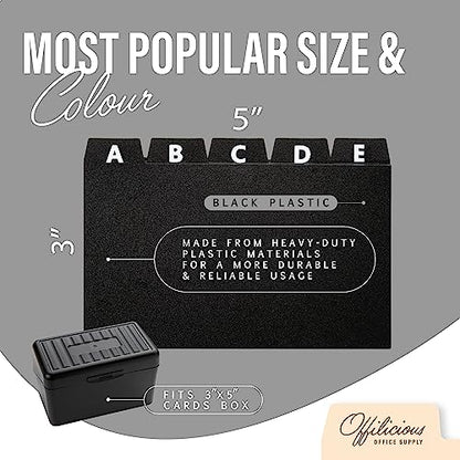 OFFILICIOUS 25 Black Index Card Dividers 3x5 - Large Index Cards for Index Card Box, Index Card Organizer, Index Cards Holder - Alphabetical File Dividers, Recipe and Card Guides, Greeting Cards - size: 3 x 5 Inches, style: 25 Pcs
