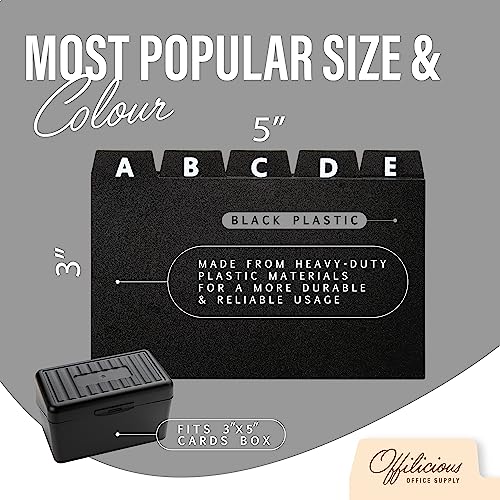 OFFILICIOUS 27 Black Index Card Dividers 3x5 - Large Index Cards for Index Card Box, Index Card Organizer, Index Cards Holder - Alphabetical File Dividers, Recipe and Card Guides, Greeting Cards - size: 3 x 5 Inches, style: 27 Pcs
