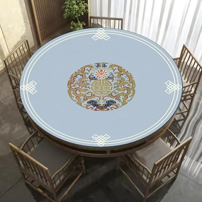 Round Mahjong Mat Thickened and Non-Slip Mahjong Tablecloth with Carrying Bag, Home Play Mat for Mahjong, Poker, Card, Board, Tile Games(Sky Blue,75cm/29.52in) - color: Sky Blue, size: 75cm/29.52in